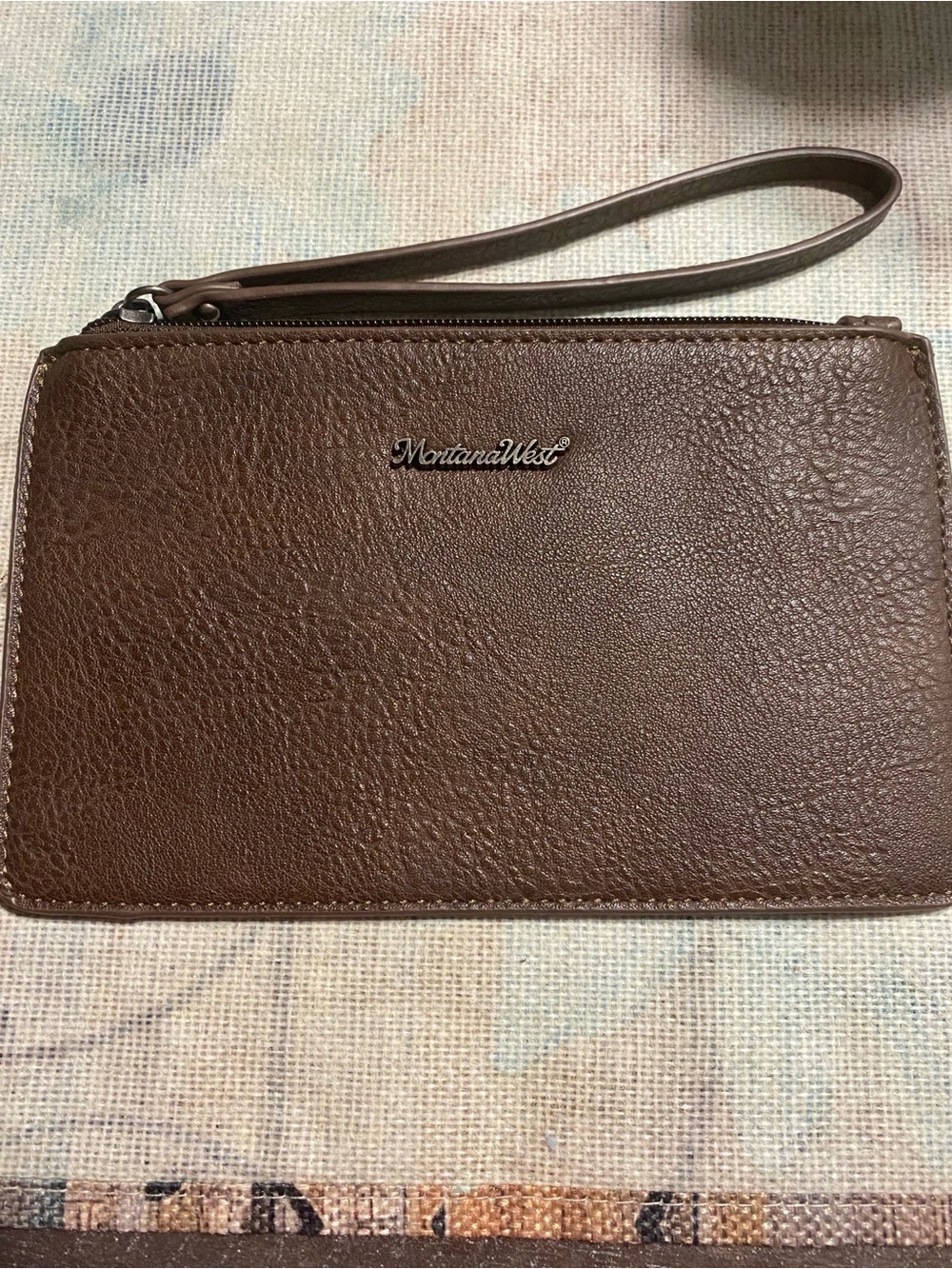 Montana West Brown Leather Wristlet Clutch with Strap